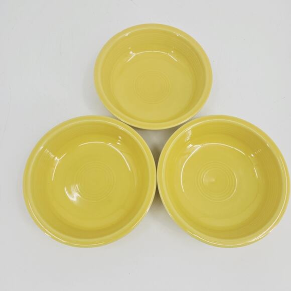 3 HLC Fiesta Yellow Medium Bistro Bowls Ceramic Homer Laughlin Kitchenware 6-7/8 - Picture 2 of 9